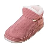 Schnee Damen Wasserdicht Damen Paar lässige einfarbige -Baumwoll-Hausschuhe warme Dicke Stollen Kurze Baumwoll-Stiefel Damen Schuhe Elegant Pumps Schwarz (Pink, 41)