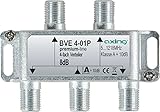 Axing BVE 4-01P 4-fach Verteiler Kabelfernsehen CATV Multimedia DVB-T2 Klasse A+, 10dB, 5-1218 MHz metall