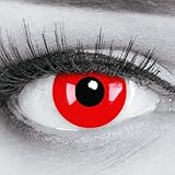 Farbige Kontaktlinsen Jahreslinsen Meralens 1 Paar rote teufel Crazy Fun red devil .Topqualität zu Fasching Karneval Fastnacht Halloween mit Kontaktlinsenbehälter ohne Stärke