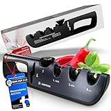 AUSTEIN® QuickSharp Messerschärfer 4 in 1, Messerschleifer, Messer schärfen und schleifen wie die Profis (Titangrau)