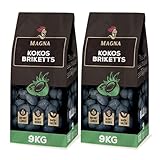 Magna Premium Kokosbriketts - 18 KG - Grillbriketts, Grillketts, Kokoskohle, Cocosbriketts,Kokos Kohle, Briketts - für Holzkohle-Grill, Smoker, Dutch Oven
