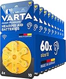 VARTA Hörgerätebatterien Typ 10 gelb, Batterien 60 Stück Vorratspack, Power on Demand, wireless approved, Größe p 10 für Hörgeräte & Hörhilfen, Made in Germany