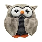 Mojawo Püschkissen Eule Eulenkissen Dekokissen Eule Cord knuffiges Kinderkissen in Top Qualität Kuschelkissen 30x28cm, Farben:Grau