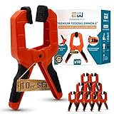 ExpertenWerk Klemmzwingen 10er Set für DIY, Werkstatt, Pool & Fotografie – extra starke Federklemmen mit 8 cm Spannweite & 15,4 kg Spannkraft – rostgeschützte Hochleistungsfeder – Designed in Germany