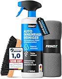 PRINOX Profi Auto Innenraum Reiniger Set 500ml - Cockpitpflege für die Innen Reinigung von Kunststoff, Polster, Leder & Armaturen - Autopflege Innenraumreiniger mit Bürste - Cockpit Reiniger