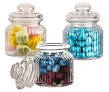 BigDean 3x Bonbongläser Bonboniere 700 ml - Mit Deckel - Für Süßigkeiten, Kekse, Kräuter & Gewürze - Vintage Vorratsgläser - Die idealen Helfer für Küche & Haushalt