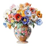 Holzpuzzle Erwachsene, Vintage-Blume Holzpuzzle, Unregelmäßige Einzigartige Form Puzzleteile, Geschenkverpackung, Geburtstagsgeschenk für Erwachsene und Kinder(L-36 * 35cm-245 Stück)