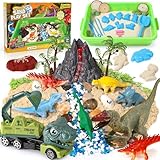 Magic Sand Sandbox Set, Dinosaurier Spielzeug Sand Koffer mit 900g Spielsand & Dinosaurier Figuren & Sandformen & Lastwagen, Sensorisch Sandspielzeug Geschenk für Kinder Jungen ab 3 4 5 6 7 8 Jahre