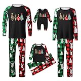 Passende Weihnachtspyjama-Sets für die Familie Weihnachtspyjamas Nachtwäsche Weihnachtspyjamas für Frauen/Männer passende(A340 Green,A08)