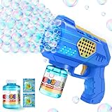 Seifenblasenpistole Kinder Seifenblasenmaschine Seifenblasen Machine: LED Licht Seifenblasen Pistole Maker Elektrisch Mit 100 ML Tank Automatische Für Kids Shooter Party Spielzeug (Blau)