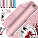 KESSER® Vlies Tischläufer Modern 30cm x 25m | Tischdekoration für Hochzeiten, Geburtstage, Taufen, Einschulung & Allen Feierlichkeiten | Tischband abwaschbar, wasserabweisend & wetterfest, Rosé Gold