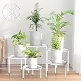 Ziwijity 5er-Set Blumenständer aus Metall, Pflanzenständer für Innen Außen Garten Pflanzen,Blumentopf Ständer für Pflanzentreppe, Anti-Rost Eisen Display Rack für Haus & Garten Dekoration (Weiß)