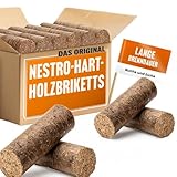 Holzbrikett, NESTRO Hartholzbriketts 20 kg Buche/Eiche – Premium Brikett für Kamin & Ofen | Lange Brenndauer, Hoher Heizwert, Kaum Asche | Saubere & Natürliche Wärme aus Hartholz