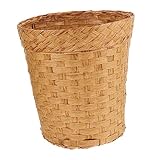 FONDOTIN Handgeflochtener Mülleimer Aus Rattan Korb Für Kleinigkeiten Spielzeug-organizer Weiden Abfallbehälter Gewobener Korb Abfallkorb Aus Seegras, Runder Tasse Weben