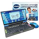 Vtech Explorer Laptop Pro Blau I Lernlaptop mit 164 Spielen I Bilingual Deutsch Englisch I 8 Lernkategorien Lesen Rechnen Wissenschaft Musik Logik I LCD‑Display I QWERTZ Tastatur I Kinder ab 6 Jahre