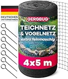 GEROBUG Teichnetz feinmaschig 4x5m - witterungs- & UV beständiges Teichnetz gegen Reiher - Vogelschutznetz, Laubnetz Teich, Hühner Netz feinmaschig, Vogelnetz, Laubschutznetz