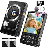 Digitalkamera 4K mit 32G SD-Karte 64MP Autofokus Fotoapparat Digitalkamera mit Zwei 1200 mAh Akkus 16X Digitalzoom Tragbar Kompaktkamera für Kinder Teenager Anfänger Erwachsene