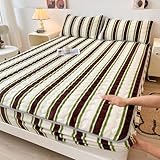 Gesteppte Spannbettlakenauflage in Queen-Size, Bettlakenbezug aus milchigem Samt, Matratzenschonbezug aus verdicktem Korallenflanell aus Baumwolle, Einzelbettbezug mit Samt, J, 59 Zoll x 79