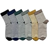 MAGIARTE 6 Paar Damen Mini Crew Socken Streifen gemustert Gekämmte Baumwolle Casual Athletische Viertel Kalbssocken (Stripe Color#02)