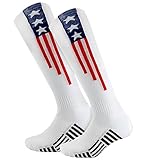 BUENWAZ Athletic Over the Calf Socks Flag Knee High Socks for Baseball Softball Football Men Size Large 1 Pair (White - Stars Stripes 012)
