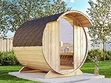 FinnTherm Fass-Sauna Tom, unbehandelt/Natur, inkl. Holz-Ofen (18 kW)