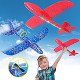 Flugzeug Spielzeug, Elektrisches Wurfgleiter Styroporflieger Kinder 2 Stück 15/25s Draussen Spielzeug Segelflugzeug Flieger Styropor Geburtstag Geschenke für 4 5 6 7 8 9 10 11 12 Jahre Jungen Mädchen