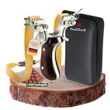 HawkShot® Profi Stahl Steinschleuder ARC-Slinger PRO mit verstärktem Massivholzgriff/Zwille
