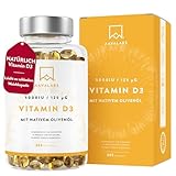 Vitamin D3 Hochdosiert Depot 5000 IU 365 Kapseln - Vitamin D3 5000 IE mit kaltgepresstem nativem Olivenöl Extra für optimale Absorption - Vitamin D Hochdosiert Ohne Gentechnik, glutenfrei, laktosefrei