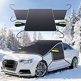 2025er Version Frontscheibenabdeckung Winter, 600D Wasserdichte & Eis Schnee Windschutzscheibenabdeckung Auto, deckt Seitenscheiben & Türgriffe ab, 360° Reflektorstreifen Auto Abdeckung für Pkw, SUV