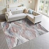 DJHWWD Kinderteppich Wald Sanft 120x140cm, Grau Abstrakte Streifenmuster für das Wohnzimmer