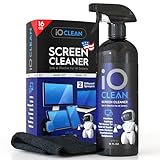 iO Clean Bildschirmreiniger Spray (16oz - 473ml) – Bestes großes Reinigungsset für LCD-LED-OLED-Fernseher, Smartphone, iPad, Laptop, Touchscreen, Computermonitor, andere Geräte – Mikrofasertüche