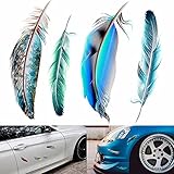Kiwochy 4PCS Autoaufkleber 3D Cartoon Feder Sticker PVC Aufkleber Car Sticker Auto Dekorative Kratzer Reparatur Dekoration für Auto Motorrad Scooter Helm Fahrrad Laptop