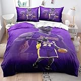 Basketballstar Bettwäsche 220x240 für Kinder, Anime-Cartoon Bettbezug-Set für Junge Mädchen, Weich atmungsaktiv Bettbezüge mit Reißverschluss und 2 Stück 80x80cm Kissenbezug