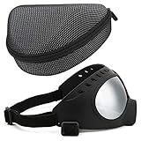 ENTHUSRI Hundesonnenbrille, Hundebrille, Windschutz, Staubschutz, Haustierbrille, Augenschutz mit verstellbarem Riemen(Schwarz)