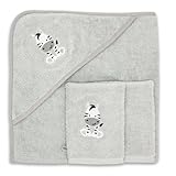 Babykajo Baby Kapuzenhandtuch im Set mit 2 Waschlappen Oeko-Tex Standart 100 Zertifiziert. Baby Badetuch aus weichem Frottee. Erstausstattung Babyhandtuch mit Kapuze 80 x 80 cm