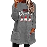 Generico Weihnachtssweatshirt für Damen, aus Fleece, gefüttert, weich, Urlaub, T-Shirt mit Baum, eleganter Weihnachtspullover, Weihnachtspullover, lustig, für Partys, Festival, Geschenkidee zu