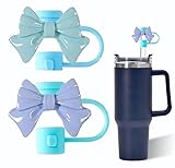 Strohabdeckung mit Schleife für Stanley 40 & 850 ml Becher, 10 mm Silikon-Trinkhalm-Abdeckkappe für Stanley-Becher-Zubehör, niedlicher Strohhalm-Aufsatz für Trinkgläser, Strohhalmkappenstopper für