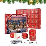 Adventskalender Mit Puzzle - Weihnachts-Countdown, Familienspiel | 24-Weihnachtskalender, 1008 Teile, Lernspielzeug Für Und Mädchen In Der Weihnachtszeit