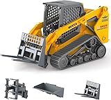 Mostop 1/50 Metall-Gabelstaplerspielzeug, 3-in-1 Kompaktlader mit Metall-Gabelstapler und Greifschaufel, Baufahrzeug, Bauwagen-Spielzeug für Kinder, Jungen ab 3 Jahren