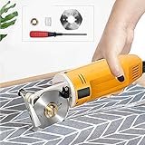 Yontwe Elektrischer Stoffschneider, drehbar, elektrische Schere für mehrschichtige Stoffe mit einer Schnittstärke von 1 Zoll für Ledergewebe und Teppiche mit Klingen