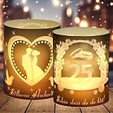 12 Stück Windlicht Tischdeko Silberhochzeit Deko - 25 Jahre Silberhochzeit Geschenk, 25.Hochzeitstag Geschenk, Hochzeiten Party Dekoration, Geeignet für Teelichter oder Kerzen