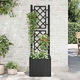 Blumenkasten mit Rankgitter, Blumenkasten, Hochbeet, Garten, Rankgitter, Bewässerungssystem, Anthrazit