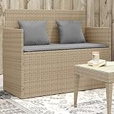 IKAYAA Gartenbank mit Stauraum Gartensofa Rattan Sofa 2 Sitzer Lounge Sofa Outdoor Kleines Balkon Sofa Balkonmöbel Rattansofa Polyrattan Sitzbank Balkon Lounge Balkon Möbel Gartenmöbel