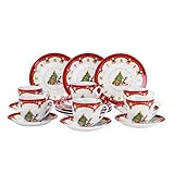 Kaffeeservice Weihnachtszauber 18tlg. für 6 Personen weiß mit Weihnachtsdekor