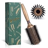 LORSEX Rundbürste zum Entwirren Glätten und Föhnen, Wildschweinborsten Runde Haarbürste mit Nylonborsten für Styling Locken, Professionelle Stylingbürste (Innen 40 mm / Außen 70 mm)