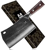 ENOKING Hackmesser, handgeschmiedetes Chinesisches Küchenmesser, Scharf Kochmesser Hochwertigem Deutsch Hochgekohltem Edelstahl Profi Messer mit Vollerl-Griff für Heimküche und Restaurant (19CM)