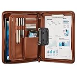 ONVAYA® Konferenzmappe A4 | braun | Aktenmappe | Businessmappe | Schreibmappe Block | strapazierfähiges Kunstleder | Portfolio Mappe | Metallplatte für Gravur | Dokumentenmappe