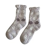 Damen Wintersocken mit Punktemuster, für Herbst und Winter, mittlere Röhrensocken, Koralle, verdickt, warm, Wollstrümpfe für Damen, grau, Einheitsgröße