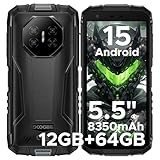 DOOGEE Fire 3 Outdoor Handy Android 15, Octa-Core Prozessor 8350mAh, 12GB+64GB/2TB TF Outdoor Smartphone Ohne Vertrag, 5.5' IPS HD+ Baustellenhandy, 13MP AI Kamera, Widevine L1/4G Dual SIM/Face ID/NFC