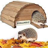 zooprinz Igelhaus aus Vollholz – Winterfest & wetterfest, mit Bodenplatte – Labyrinth-Eingang gegen Räuber – erhöht, warm & trocken – Outdoor Igelfutterhaus für Garten, fertig montiert (Mittelbraun)